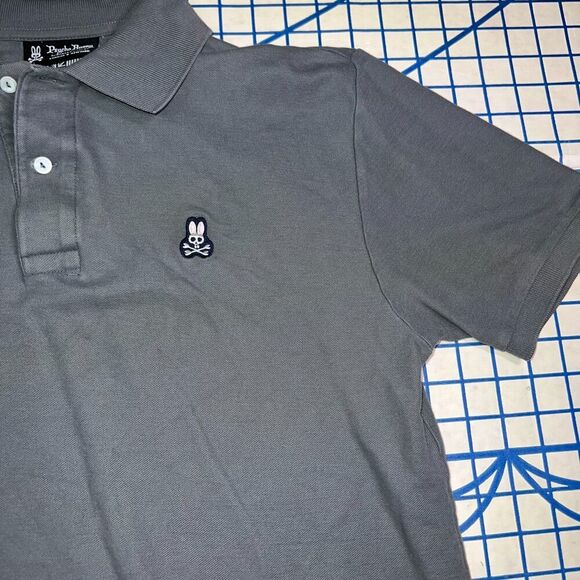 Physco Bunny Polo Shirt Size 5 Gray Short Sleeve Chest Logo Shirt - Picture 5 of 9